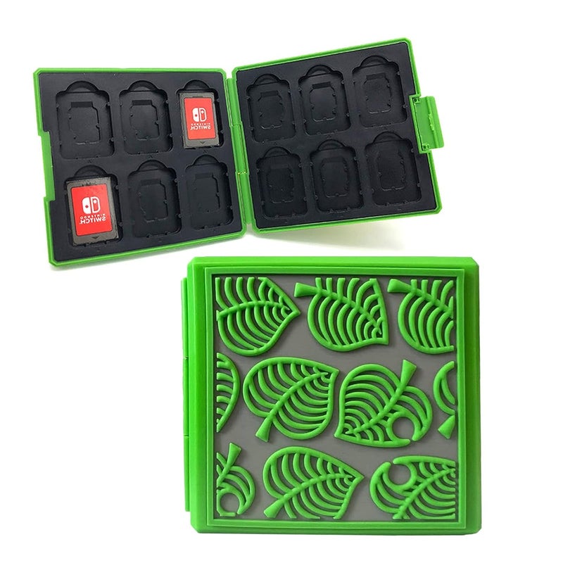 doepeBAE Switch Game Card Case - Portable Hard Shell Storage with 12 Card Slots (L Green) - Image 1